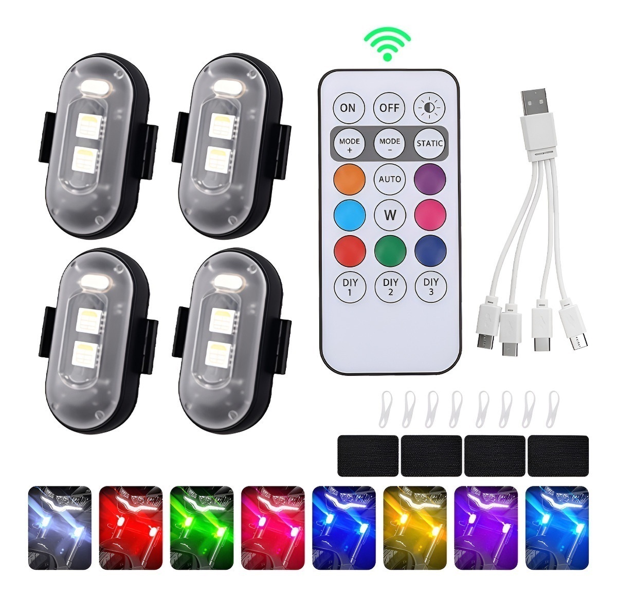 Drone Strobe Light - 4개 LED 스트로브 라이트, 리모컨 포함,
