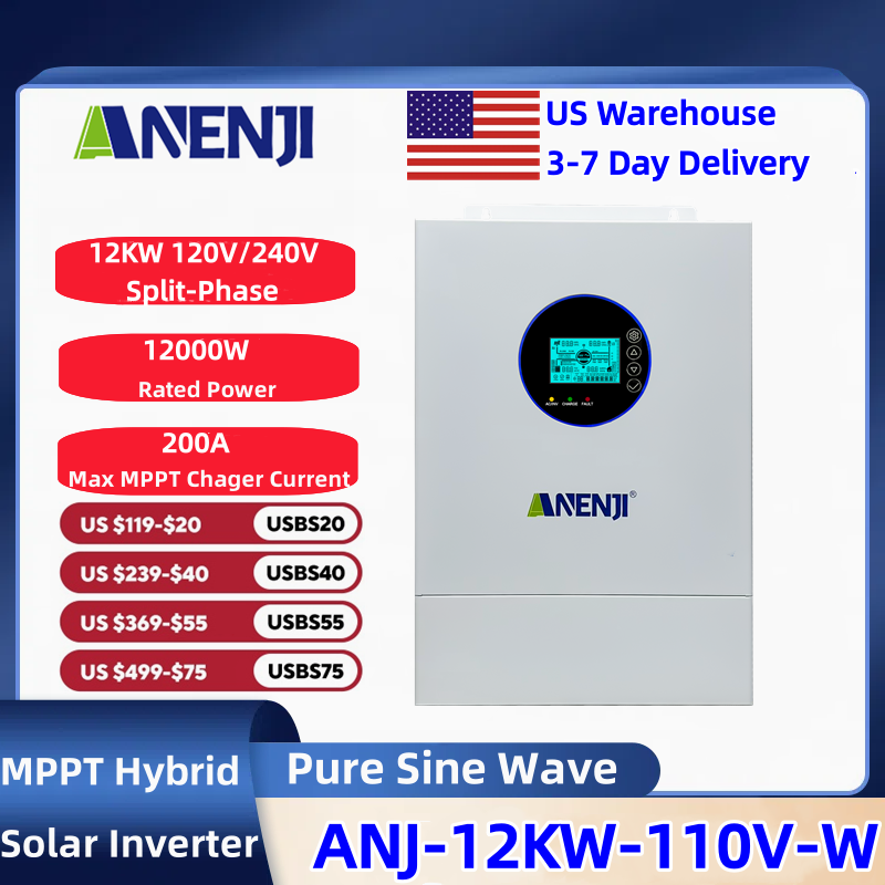 Drone Solar Charger - ANENJI 분리형 단상 120V/240V 12KW 하이브리드